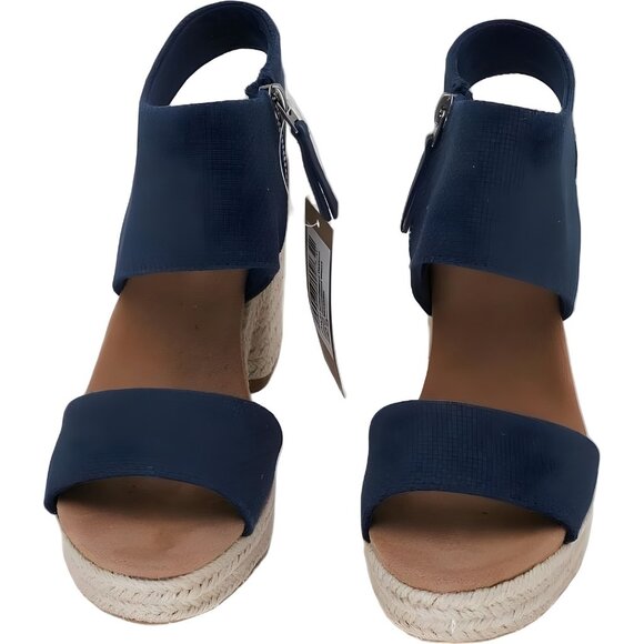 TOMS Majorca Slingback Platform Wedge Sandals Navy Basket Weave Women's US 6.5M - Picture 5 of 6